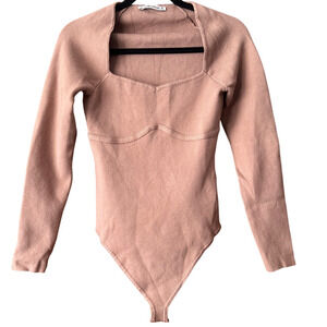 Abercrombie & Fitch Women's Long-Sleeve Sweetheart Sweater Bodysuit Brown Size M